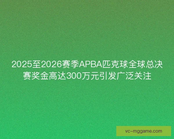 2025至2026赛季APBA匹克球全球总决赛奖金高达300万元引发广泛关注